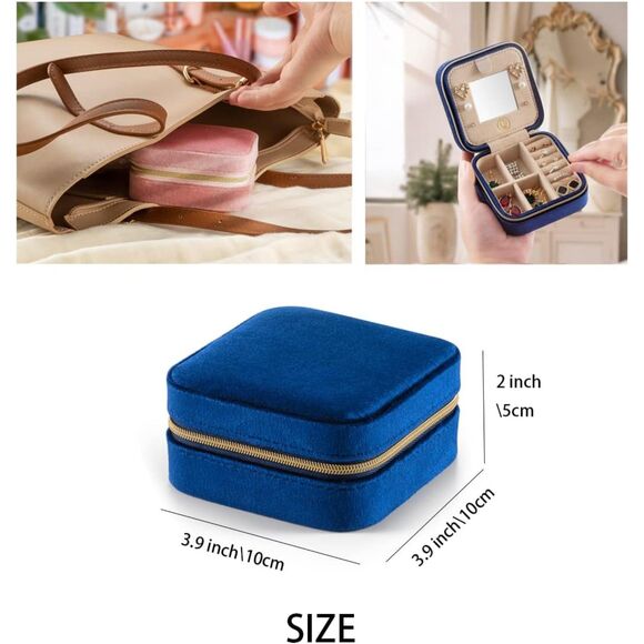 Compact Velvet Travel Jewelry Box Small Elegant & Convenient Storage of Trinkets - Picture 5 of 5